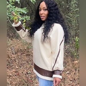 Fleece Sweater with Faux Leather trim.